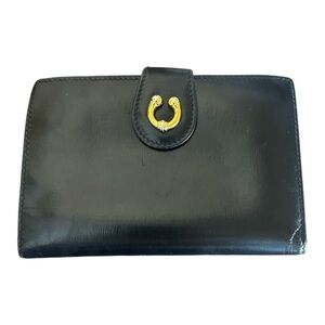 Gucci Horseshoe Black Leather Kiss Lock Wallet